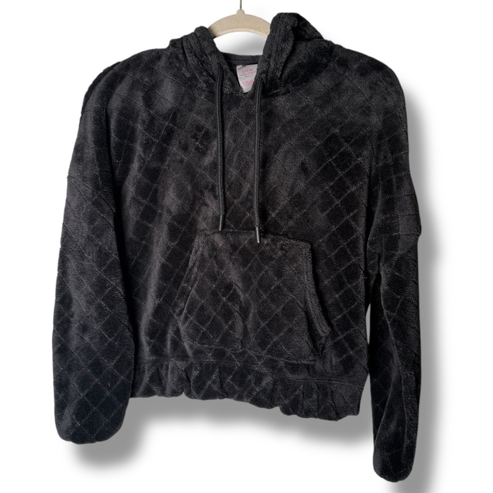 No Boundaries Kids Cozy Black Quilted Hoodie Size Large